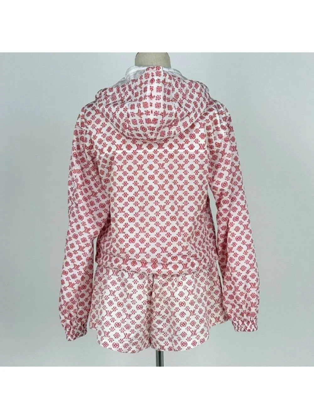 Louis Vuitton Monogram Hooded Jacket Set Mini Shorts Nylon White